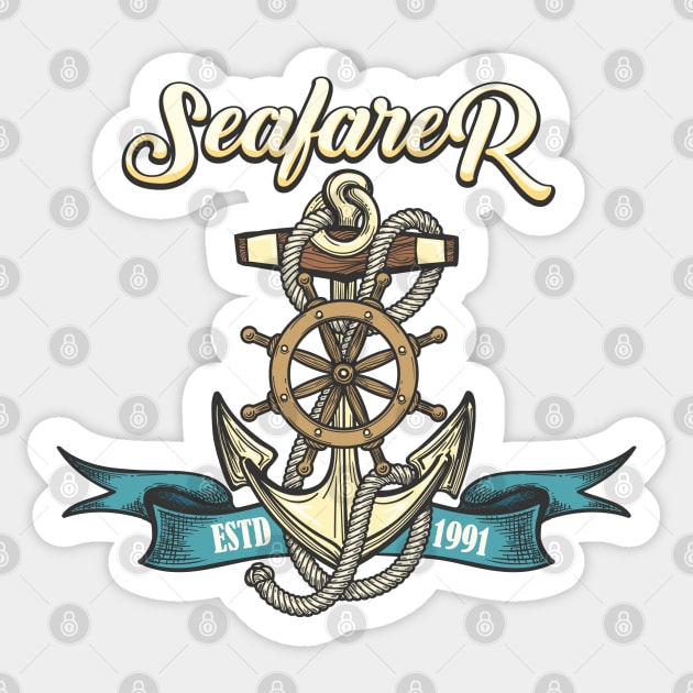 Seafarer Emblem in Tattoo style Sticker by devaleta